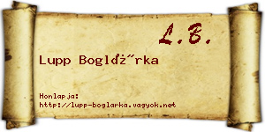 Lupp Boglárka névjegykártya